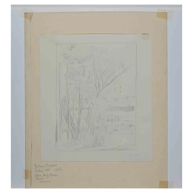 Gustave Pierre, Garden, Original Drawing, Early 20th-Century For Sale