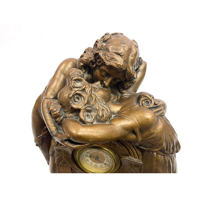 Large French Art Nouveau No 112 Fontaine De Labour Table Clock in Plaster from Lb Deposee, 1890s For Sale - Image 3 of 15