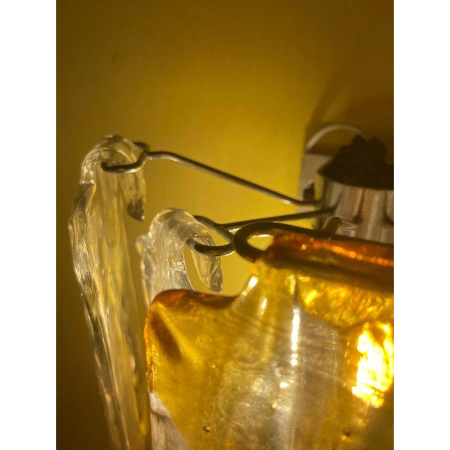 Gold Glass Murano Wall Light with Chrome Structure from Fratelli Toso, Italy, 1970 For Sale - Image 8 of 11