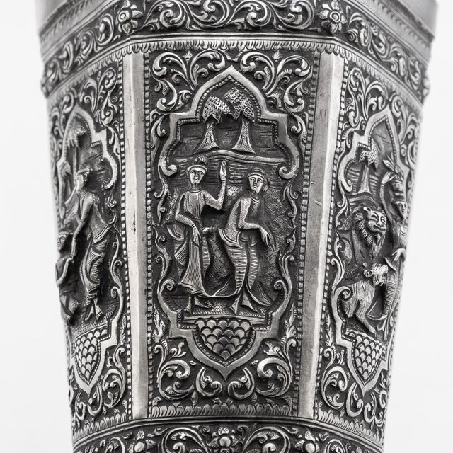 Antique Burmese Repoussé Silver Vessantara Jataka Vase, 1915 For Sale - Image 15 of 18