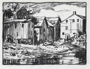 1950s Norman Kent Farm Drawing