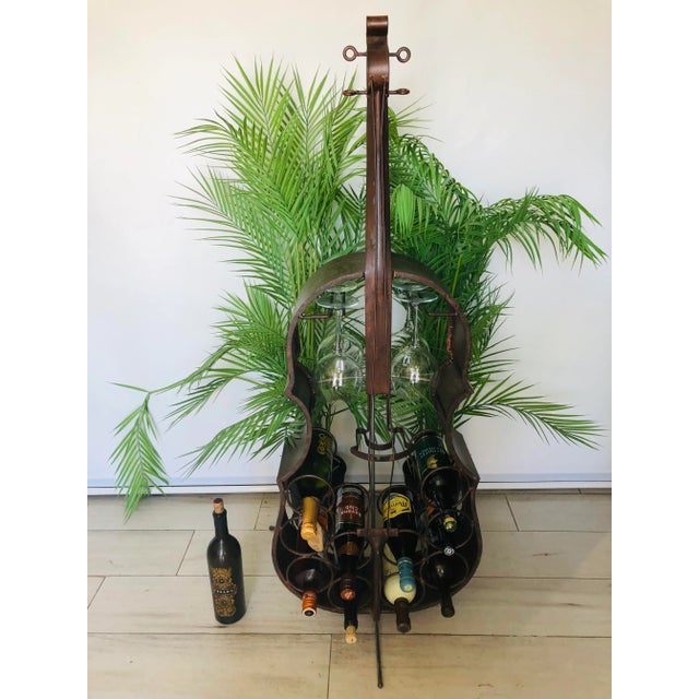 Late 20th Century Art Deco Cello Custom Wrought Iron Bar For Sale - Image 5 of 11
