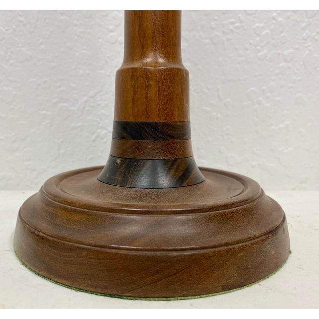 Mid 20th Century Pair of Vintage Two-Tone Wooden Candlesticks With Brass Bobeche From England. For Sale - Image 5 of 12