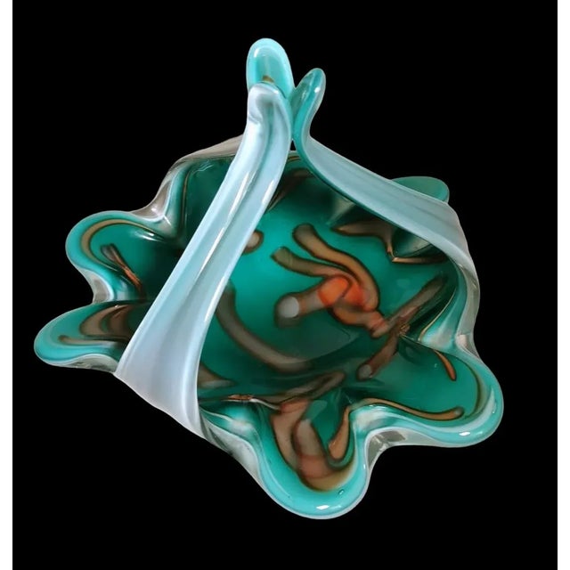 Mid-Century Modern Italian Colored Opaline Murano Glass Basket, 1965 For Sale - Image 3 of 13