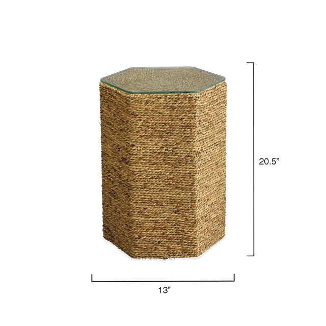 Contemporary Jamie Young Peninsula Seagrass & Glass Side Table For Sale - Image 3 of 5