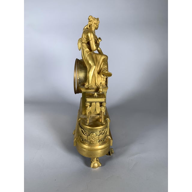 Gold Empire Clock in Gilt Bronze, 1810 For Sale - Image 8 of 12