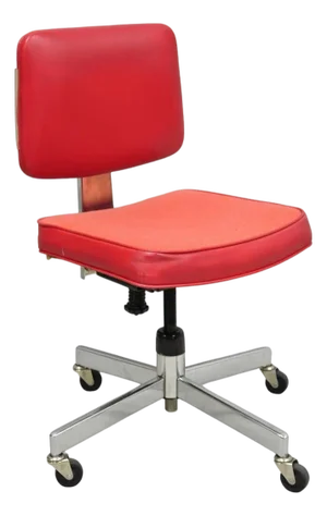 Vintage Mid Century Modern Red Adjustable Chrome Office Desk Chair by Hon