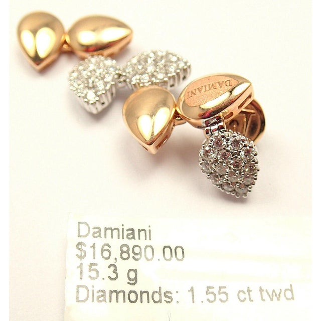 Contemporary Damiani Antera Yellow/White Gold Diamond Earrings, Pair For Sale - Image 3 of 11