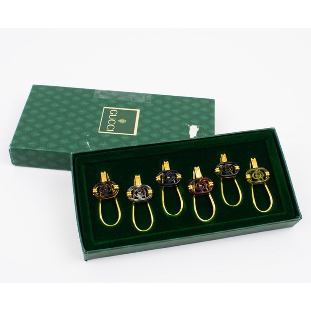Gucci Barware Gold Plated and Enamel Cocktail Glass Makers in Box, circa 1980 For Sale - Image 14 of 18