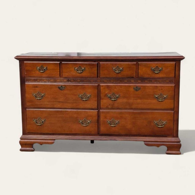 Stanley Furniture Vintage Stanley Furniture Six-Drawer Wood Lowboy Dresser For Sale - Image 4 of 18
