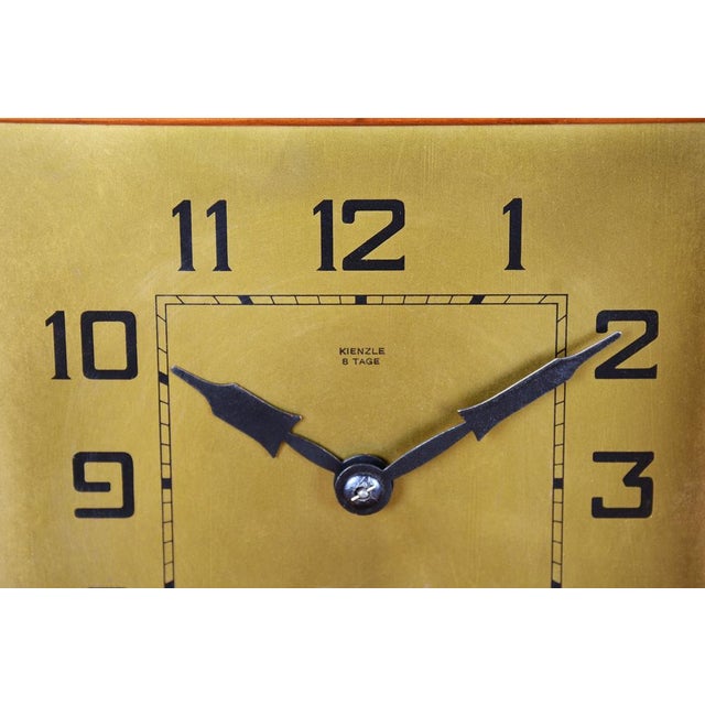 Brown Art Deco Table Clock in Walnut, Brass, and Glass, Czech, 1920s For Sale - Image 8 of 11