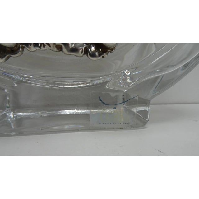 Metal Vintage Italian Crystal and Silver Vase, 1980s For Sale - Image 7 of 17