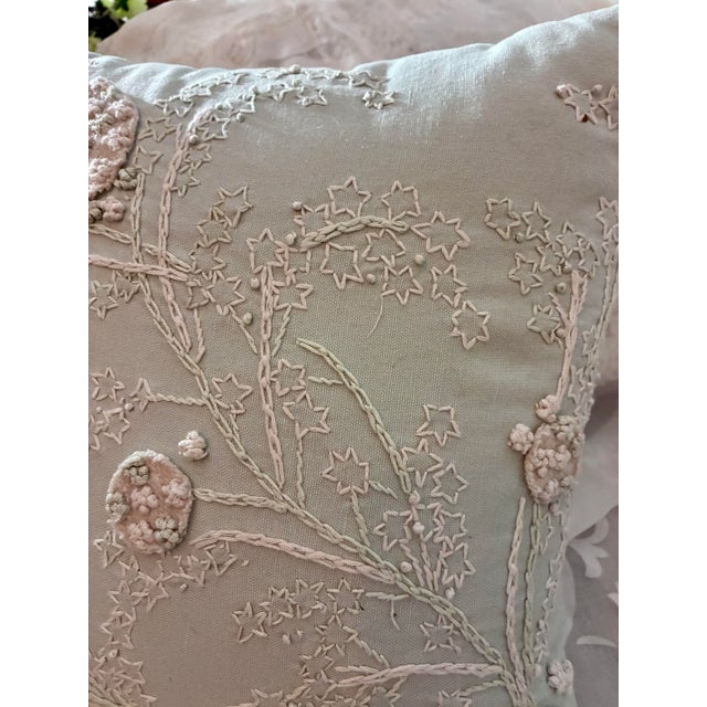 Vintage Tahari Home Embroidered Throw Pillow 15” X 15” Mint Green For Sale - Image 12 of 12