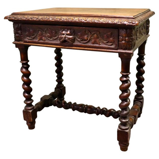 Gothic Carved Oak Writing Table For Sale - Image 9 of 9