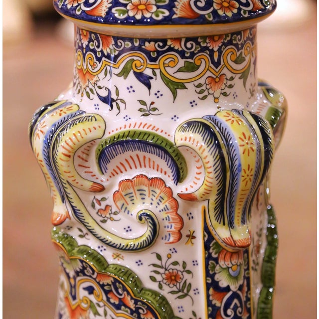 Early 20th Century French Desvres Faience Jardinière on Pedestal For Sale - Image 11 of 16
