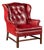 Vintage Leather Wingback Armchair in Red For Sale
