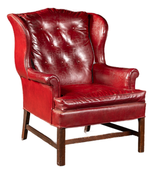 Vintage Leather Wingback Armchair in Red
