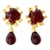 Andrew Springarn Red Gripoix Glass & Gold Plated Clip on Dangle Earrings - 2 Pieces For Sale