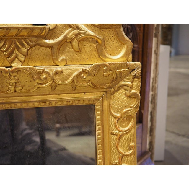 18th Century French Giltwood Mirror Aux Dauphins From Provence, Overall H-30 1/2 For Sale - Image 14 of 18