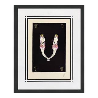 Erté, Letter v Serigraph From Alphabet Suite, Hand Signed, Ea Edition, Framed, 1976 For Sale