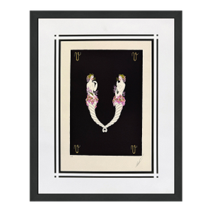 Erté, Letter v Serigraph From Alphabet Suite, Hand Signed, Ea Edition, Framed, 1976