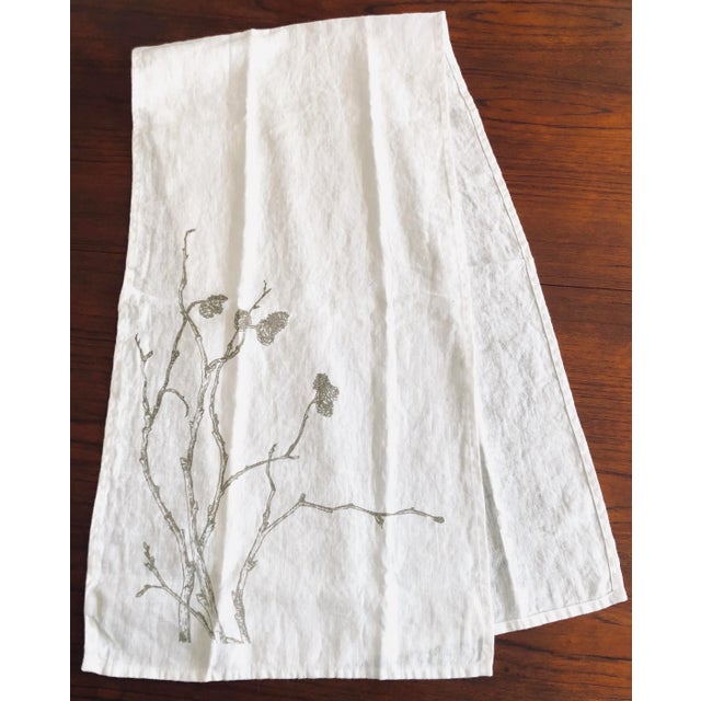 German Linen Table Runner - Grey Cones For Sale In San Francisco - Image 6 of 6