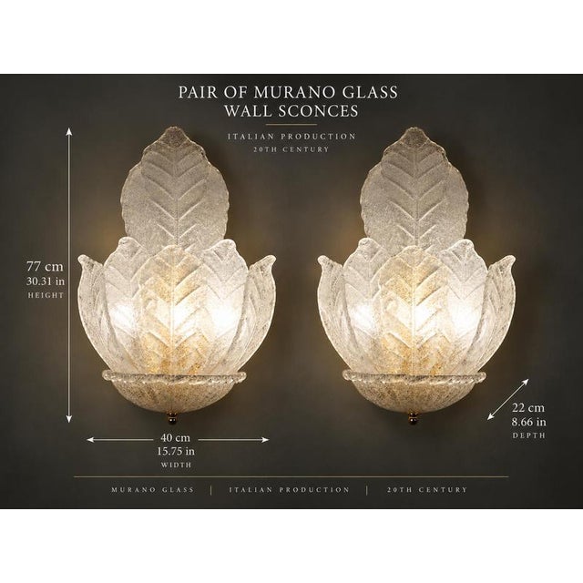 1990s Italian Murano Glass Ninfea Wall Sconces, 1990s, Set of 2 For Sale - Image 5 of 10