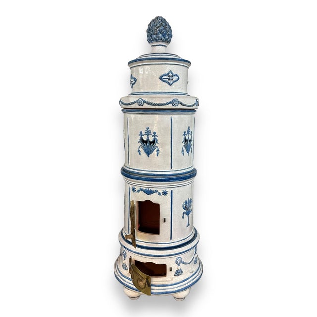 2020s Italian Majolica Glazed Terra Cotta Stove For Sale - Image 5 of 5