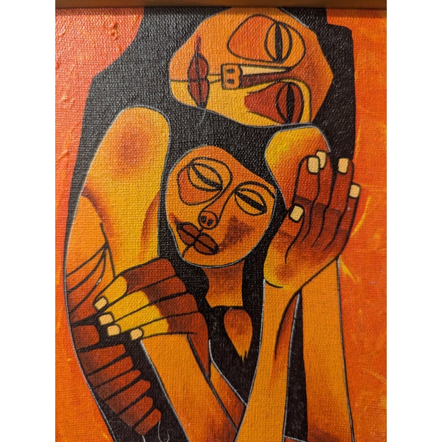 VTG Ecuador Signed J.Rafael Painting Couple Embracing Hand Crafted Guayasamin S For Sale In Chicago - Image 6 of 9