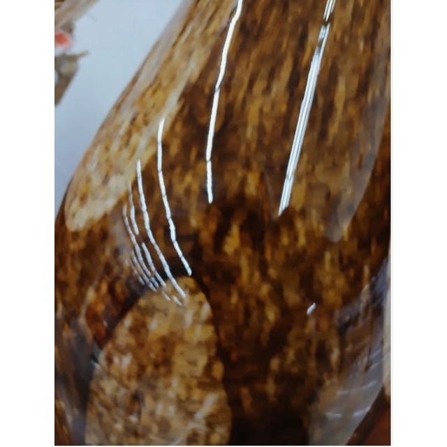 Murano Vintage Italian Murano Handblown Glass Vase 19" Brown Spots Speckle Art Deco MCM For Sale - Image 4 of 18