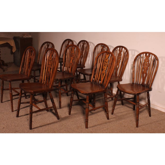 19th Century Windsor Wheelback Chairs, Set of 10 For Sale - Image 3 of 14