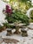 Stone Gray Vintage Cast Stone Garden Dining Set With Dolphin Pedestal Table & Three Matching Stools For Sale - Image 8 of 12