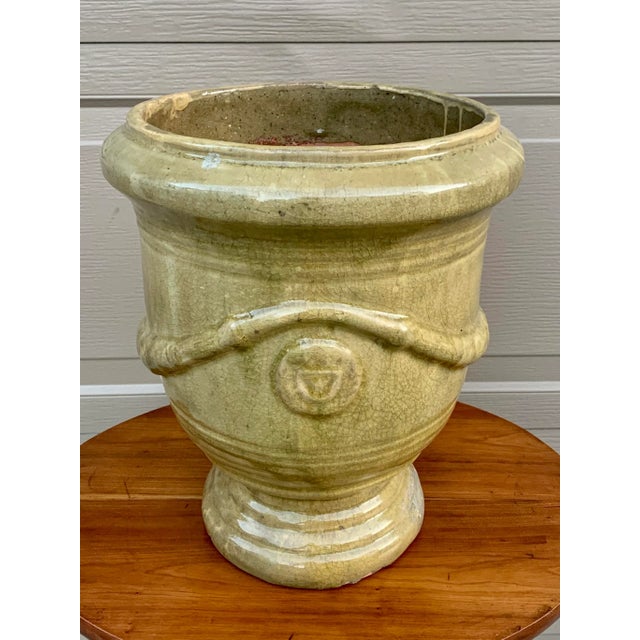 French Provincial French Provincial Glazed Earthenware Pedestal Planter For Sale - Image 3 of 12