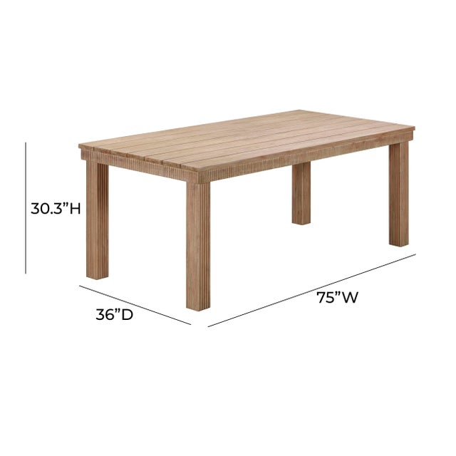 Cassie Natural 75 Inch Rectangular Outdoor Dining Table For Sale In Los Angeles - Image 6 of 6