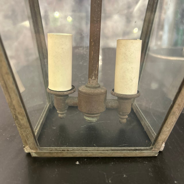 Antique Rustic Metal Lantern Light For Sale - Image 4 of 12