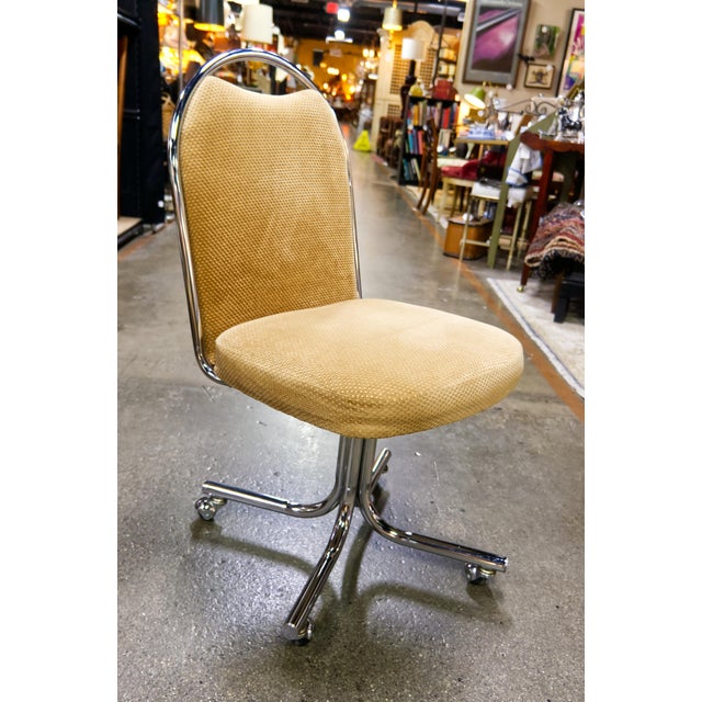 Daystrom Rolling Tubular Chrome Upholstered Chairs Set of 4 For Sale In Louisville - Image 6 of 10