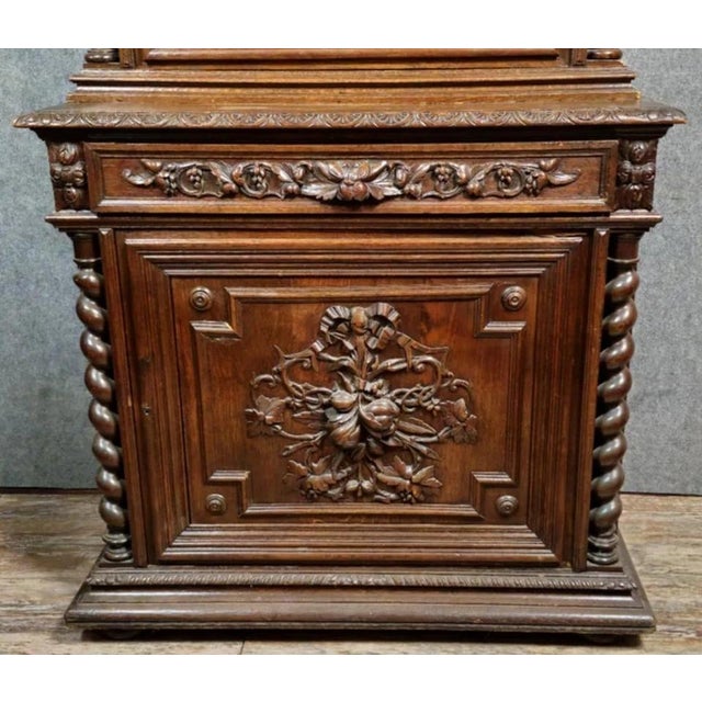 Louis xiii style oak hunting lodge display cabinet, circa 1850 opens with two doors, one glazed, plus one drawer features...