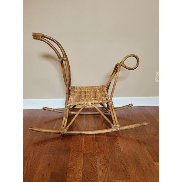 Vintage Rattan Decorative Horse Rocker | Chairish