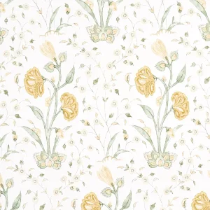 SAMPLE - Schumacher Khilana Floral Wallpaper In Marigold