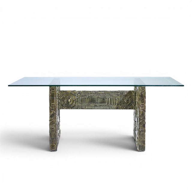 Adrian Pearsall for Craft Associates Mid Century Brutalist Glass Top Dining Table This dining table measures: 72 wide x 40...
