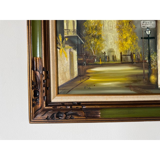 Brown 1970s Vintage Impressionist French Quarter Street Scene Oil Painting by Lisa For Sale - Image 8 of 11