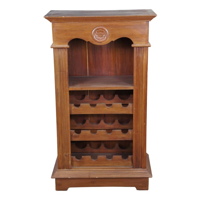 Traditional Mahogany 12 Bottle Wine Rack Holder Bar Cabinet Storage Stand For Sale