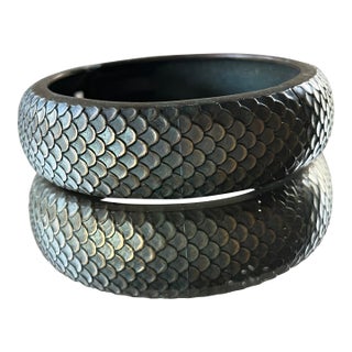 1990s Metal Y2k Snake Bangle Bracelet For Sale