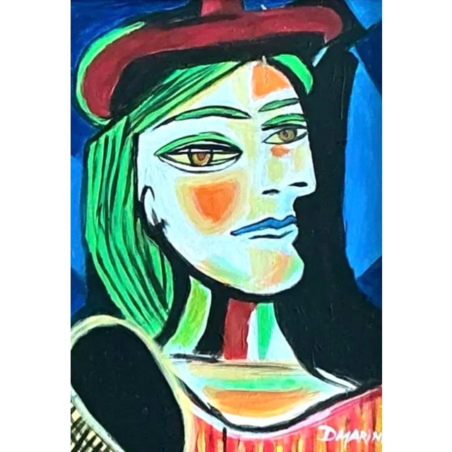 Vintage Cubist Figurative Oil on Board After Picasso For Sale - Image 11 of 12