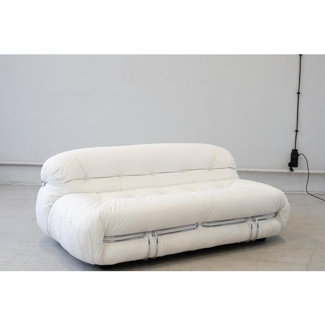 1970s Soriana Sofa in White Leather attributed to Afra & Tobia Scarpa for Cassina, 1970s For Sale - Image 5 of 15