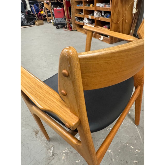 Mid-Century Modern Pair of Mid-Century Danish Teak Dining Arm Chairs by Erik Buch For Sale - Image 3 of 11