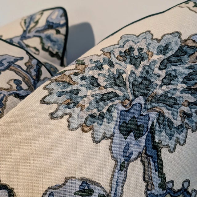 Not Yet Made - Made To Order Cowtan & Tout Aubury Aqua 22" Pillows With Viridian Green Cord For Sale - Image 5 of 9