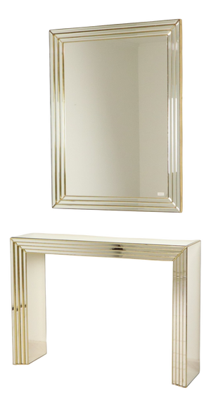 Mirror with Console in Silver and Gold in Deknudt, 1980s, Set of 2