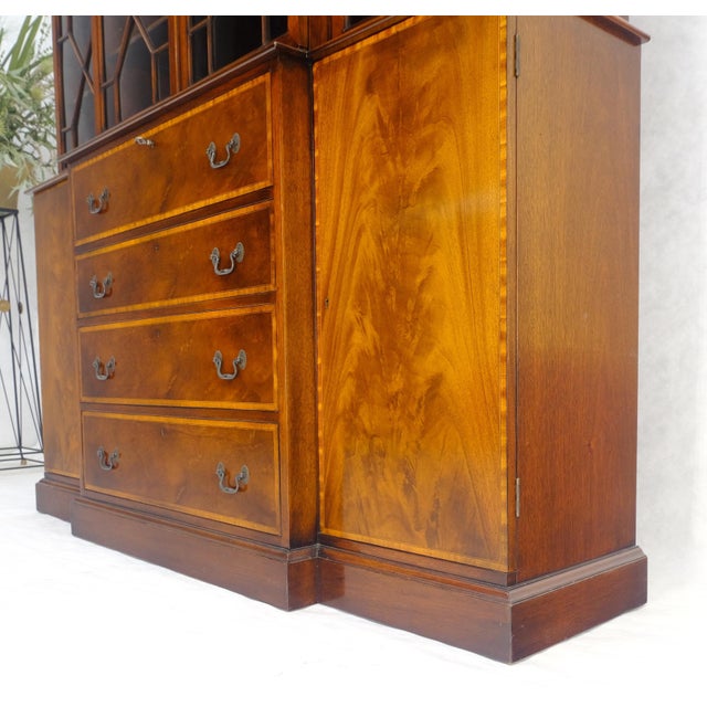 Beacon Hill Individual Panes Bubble Glass Doors Mahogany Butler Desk Breakfront For Sale - Image 10 of 18