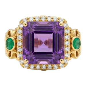 Natural Amethyst 4.75cts & Diamond 0.2cts Ring in 18k Gold